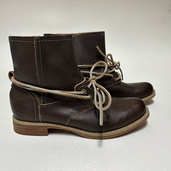 Timberland Earthkeepers Savin Hill Women 6 Brown Leather Lace Up Ankle Boots New - Picture 3 of 8